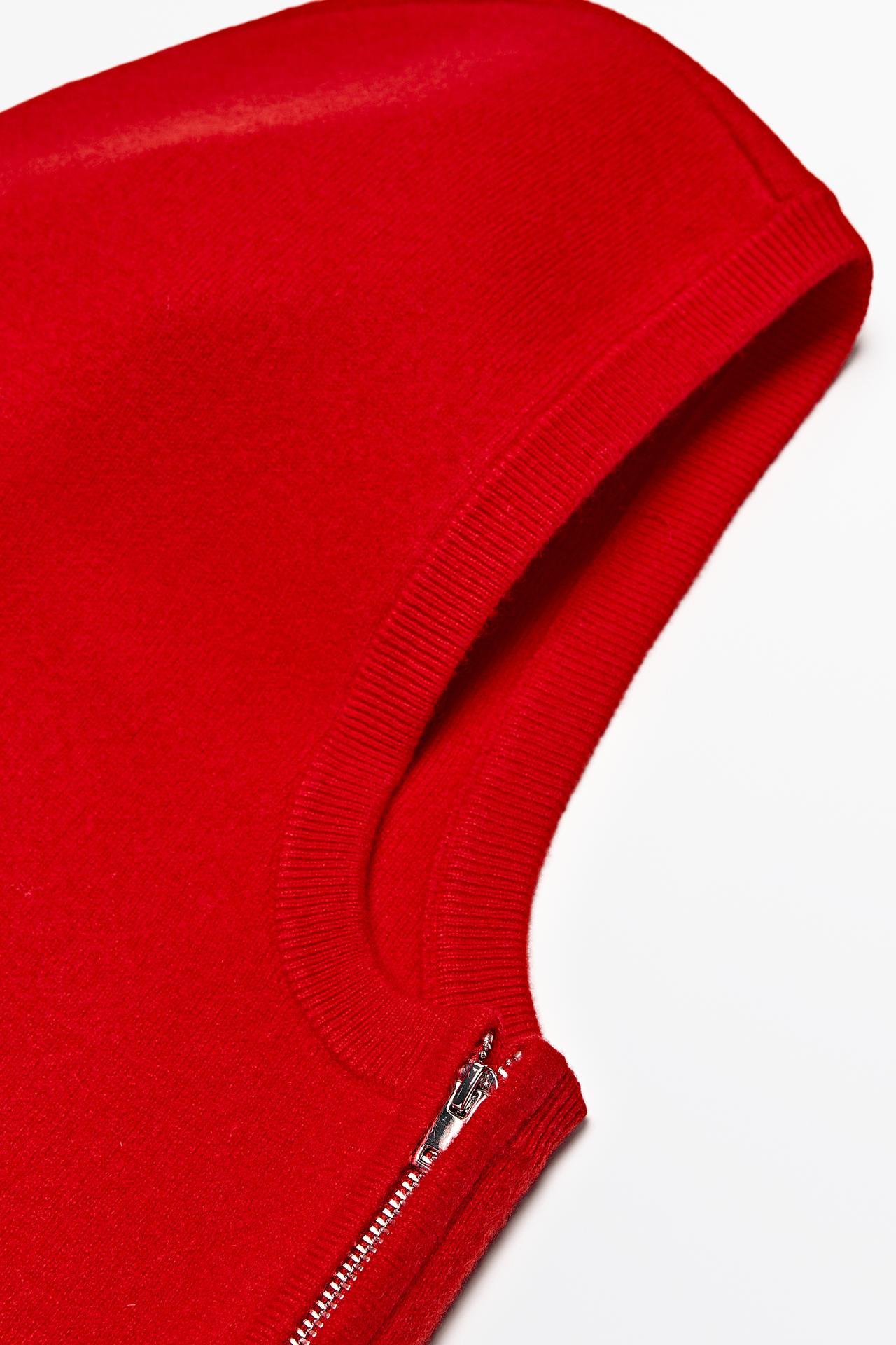 Wool-blend balaclava with hood and zip — Red