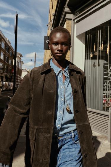 Zaras MOCKAJACKA 100% - Mörk khaki