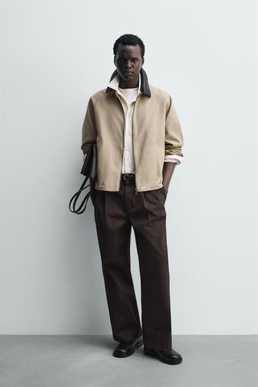 CONTRAST COLLAR OVERSHIRT - Dark camel by Zara - Image 0