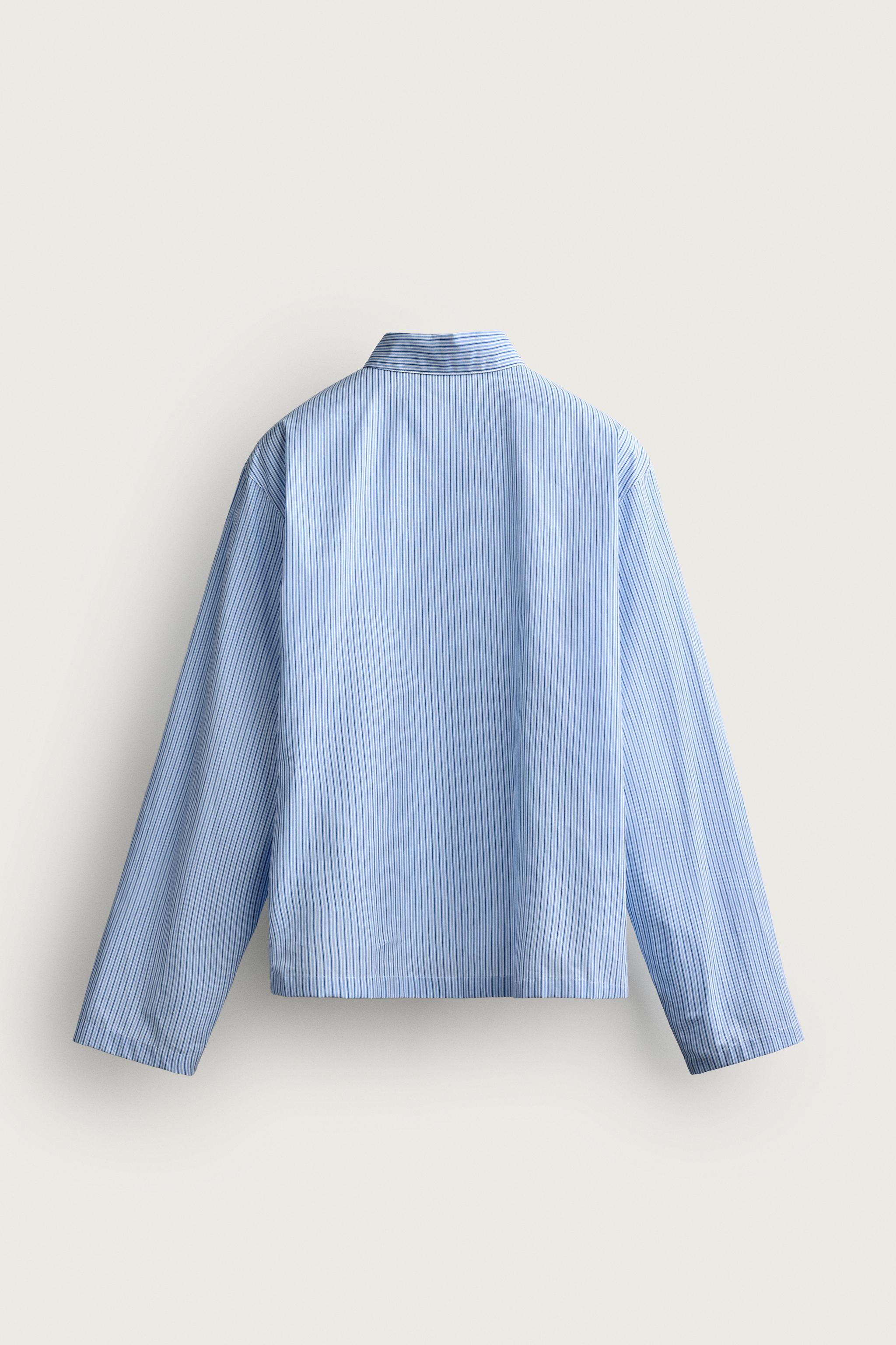CHEMISE RELAXED FIT RAYURES INSCRIPTION IMPRIMÉE
