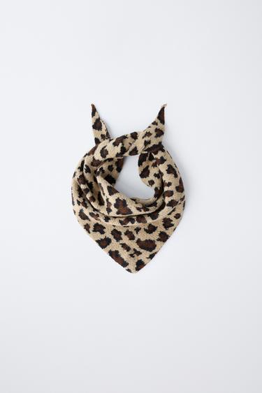 TRIANGULAR KNIT ANIMAL PRINT SCARF - Brown by Zara - Image 2