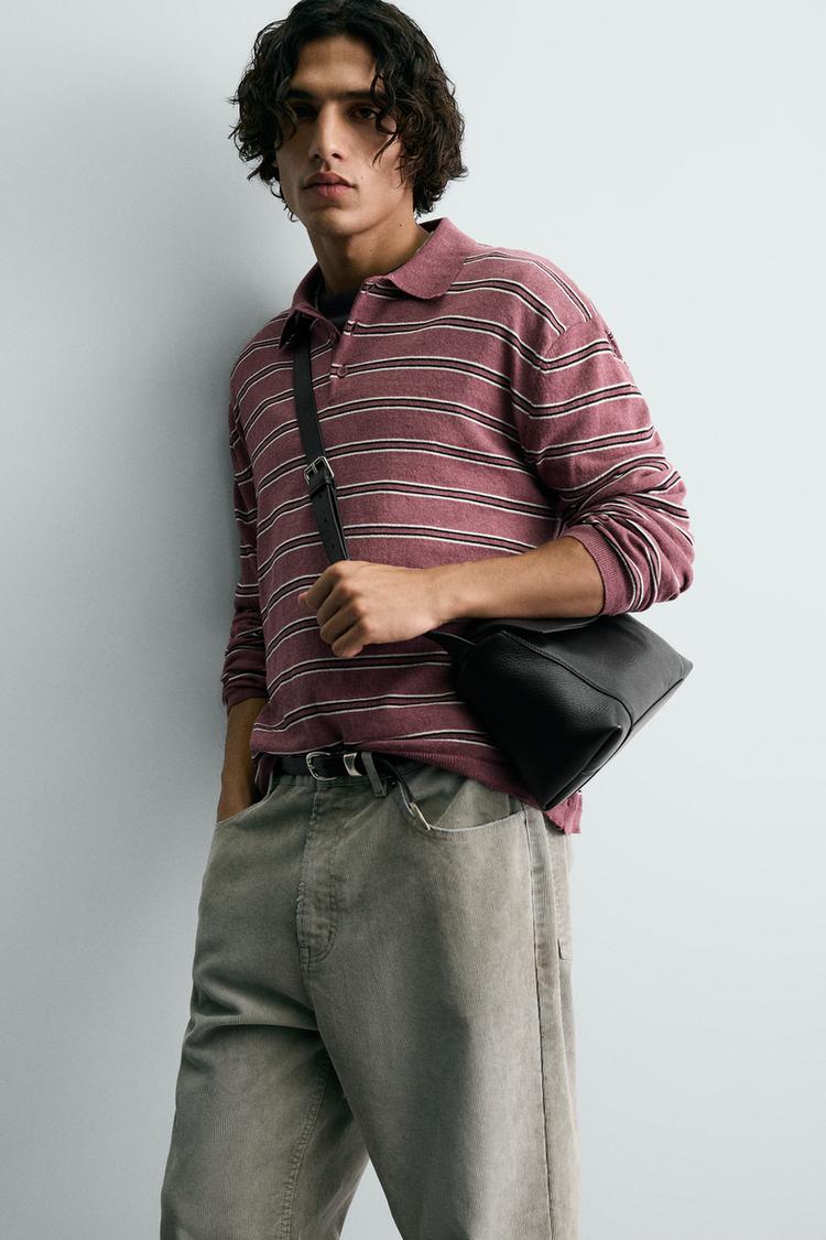ZARA STRIPED KNIT RUGBY POLO SHIRT