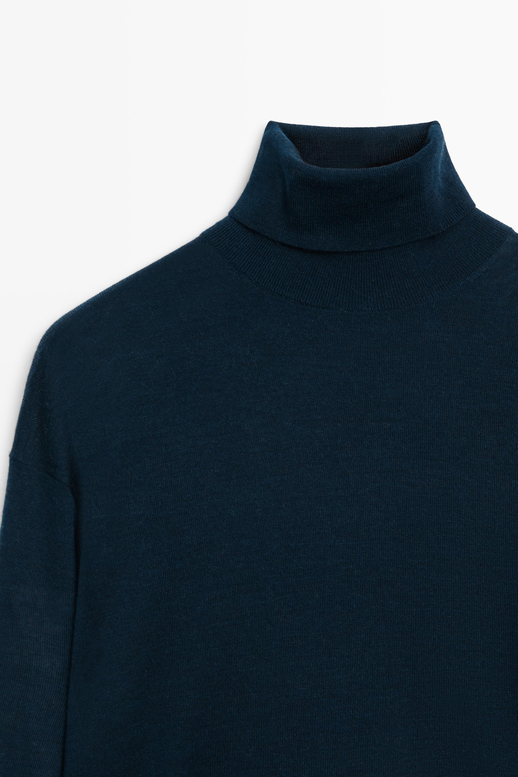 Pull en maille 100 % laine à col roulé