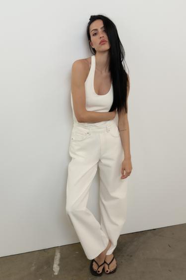 TRF STRAPPY DENIM JUMPSUIT - Oyster-white by Zara