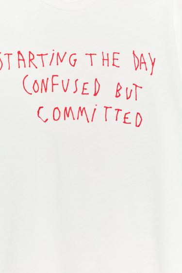 T-SHIRT FLAMMÉ À INSCRIPTION - Blanc de Zara - Image 3