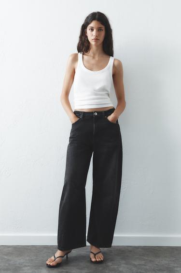 TRF BAGGY BALLOON MID-WAIST JEANS - Black by Zara