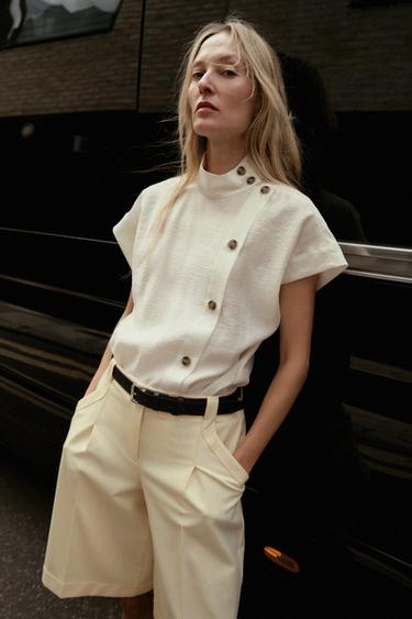 BERMUDAS PINZAS CINTO - Manteiga de Zara