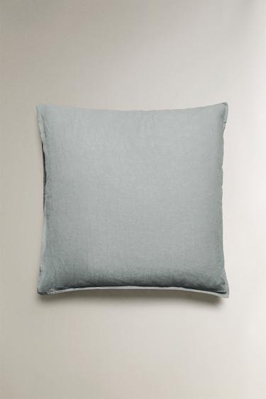 TAIE D’OREILLER LIN DÉLAVÉ (140 GXM²) - Gris / Bleu de Zara - Image 1