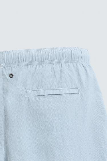 MAILLOT DE BAIN MI-LONG À RAYURES - Bleu ciel de Zara - Image 8