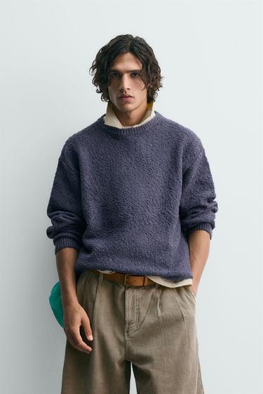 JERSEY ESTRUCTURA BOUCLÉ - Morado empolvado de Zara