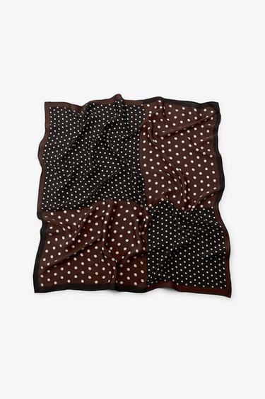 POLKA DOT PRINT SCARF - Brown by Zara