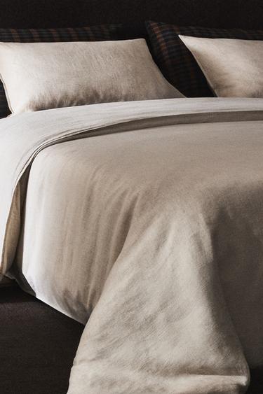 Zara WASHED LINEN DUVET COVER (160 GxM²) - Light beige