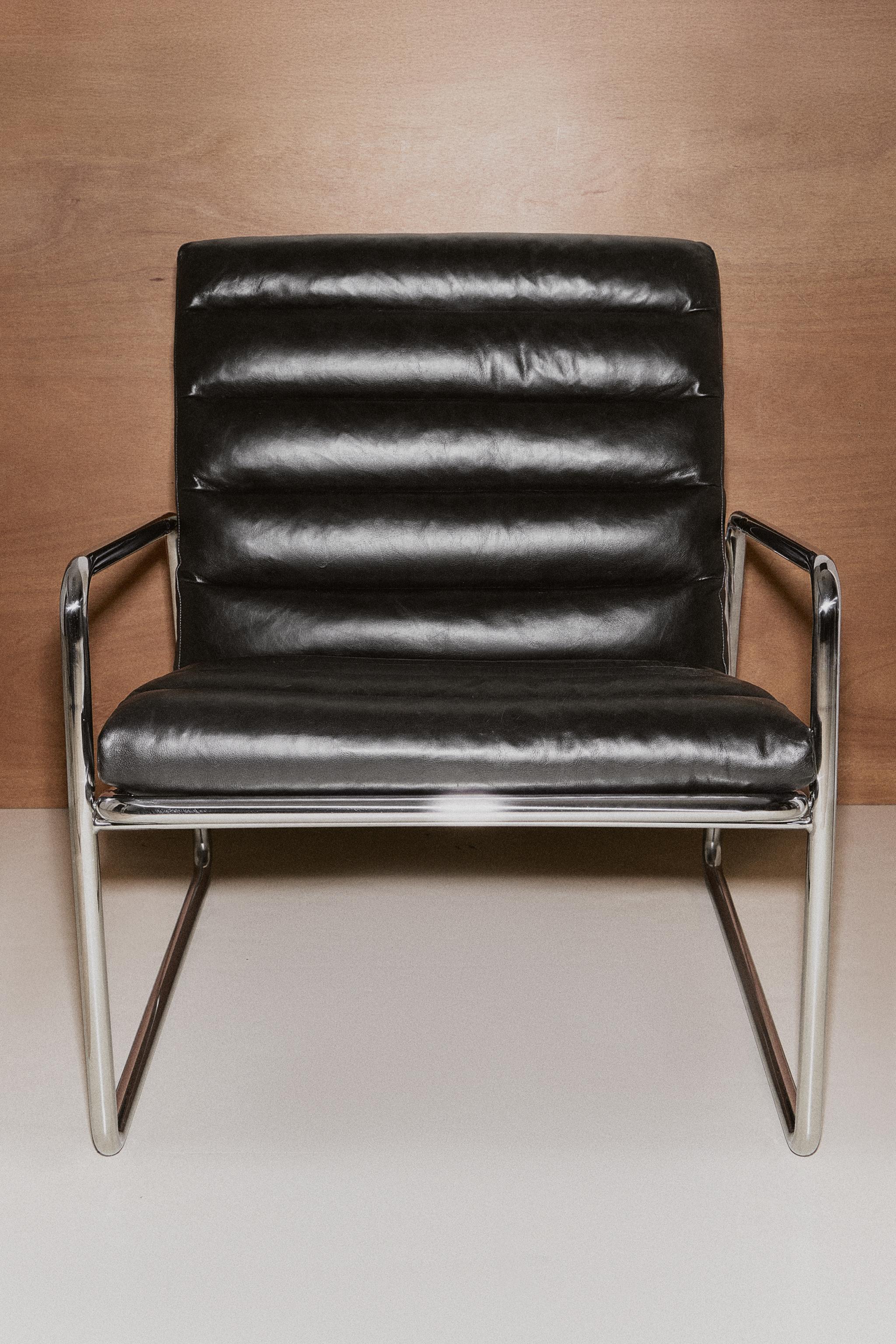 METAL AND LEATHER ARMCHAIR