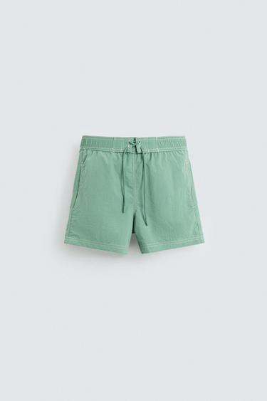 CONTRAST WASH MEDIUM SWIMMING TRUNKS - Green by Zara