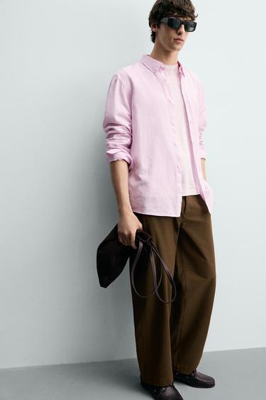 CHEMISE REGULAR FIT LIN - COTON - Rose de Zara - Image 5