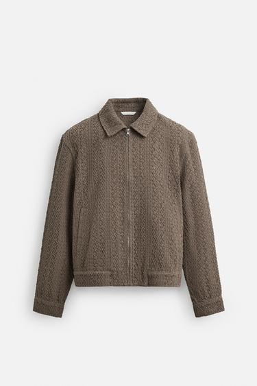 Zara COMBINATION CROCHET JACKET - Taupe gray