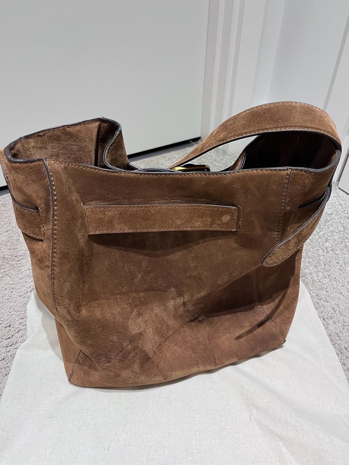 LEATHER BUCKET BAG WITH BELT DETAIL - Image 2