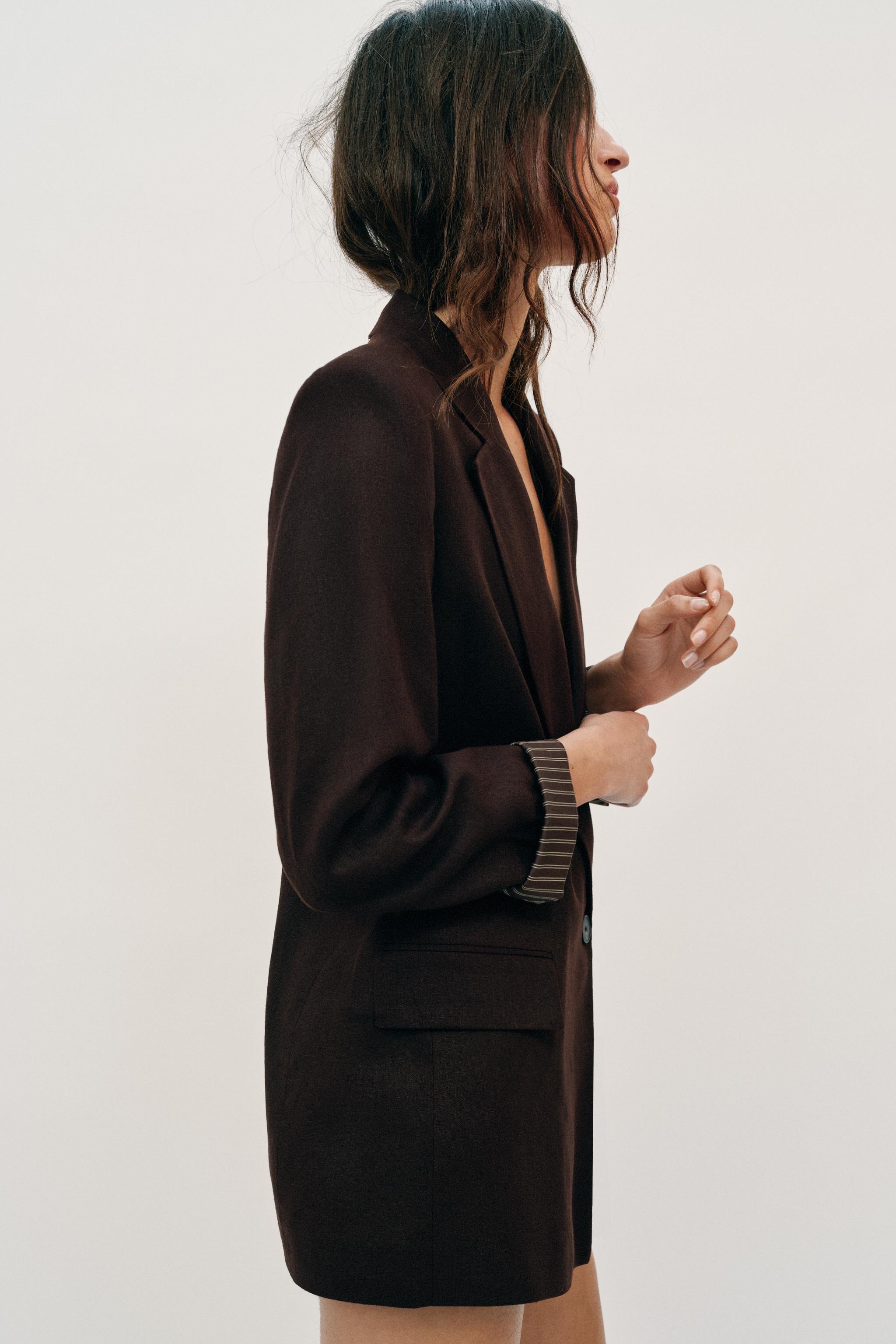 LINEN BLAZER WITH ROLLED SLEEVES