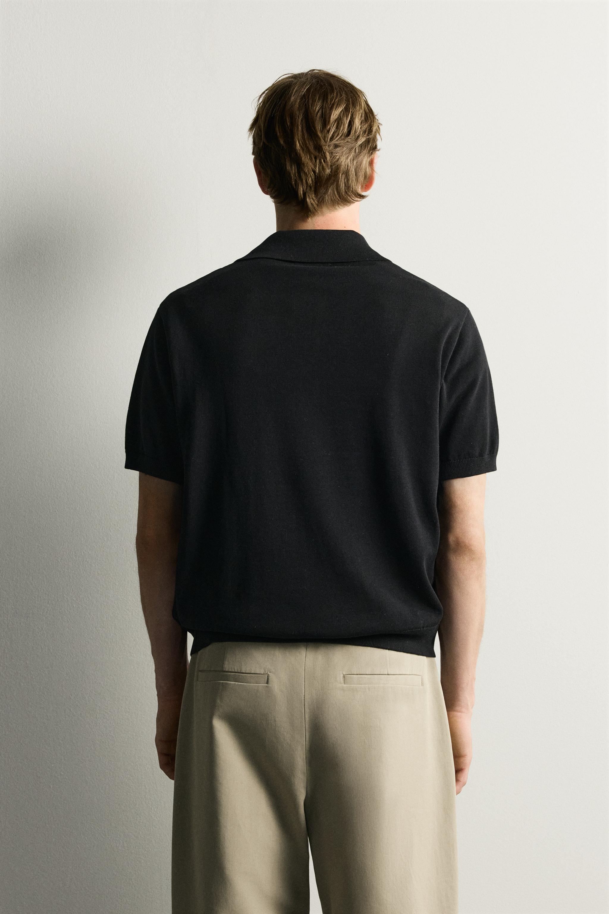 Мужские рубашки Zara KNIT QUARTER-ZIP POLO SHIRT — фото 3