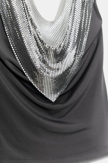 TOP DRAPÉ ET MAILLES CONTRASTANTES - Plomb foncé de Zara - Image 4