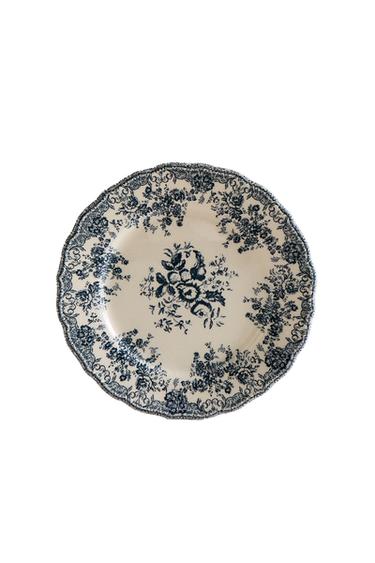 FLORAL EARTHENWARE DINNER PLATE - Blue by Zara