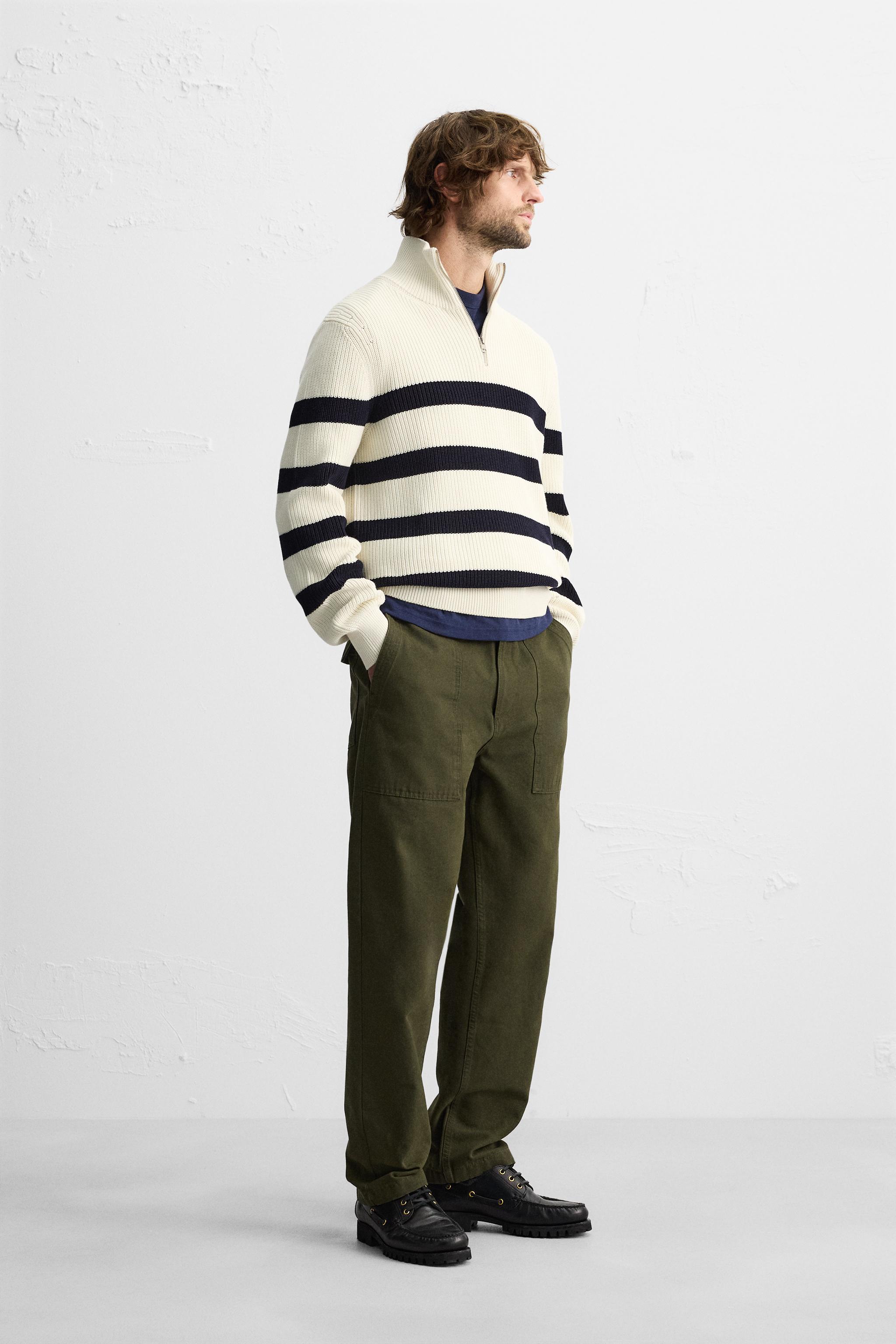 BASIC QUARTER-ZIP SWEATER - Striped | ZARA United States