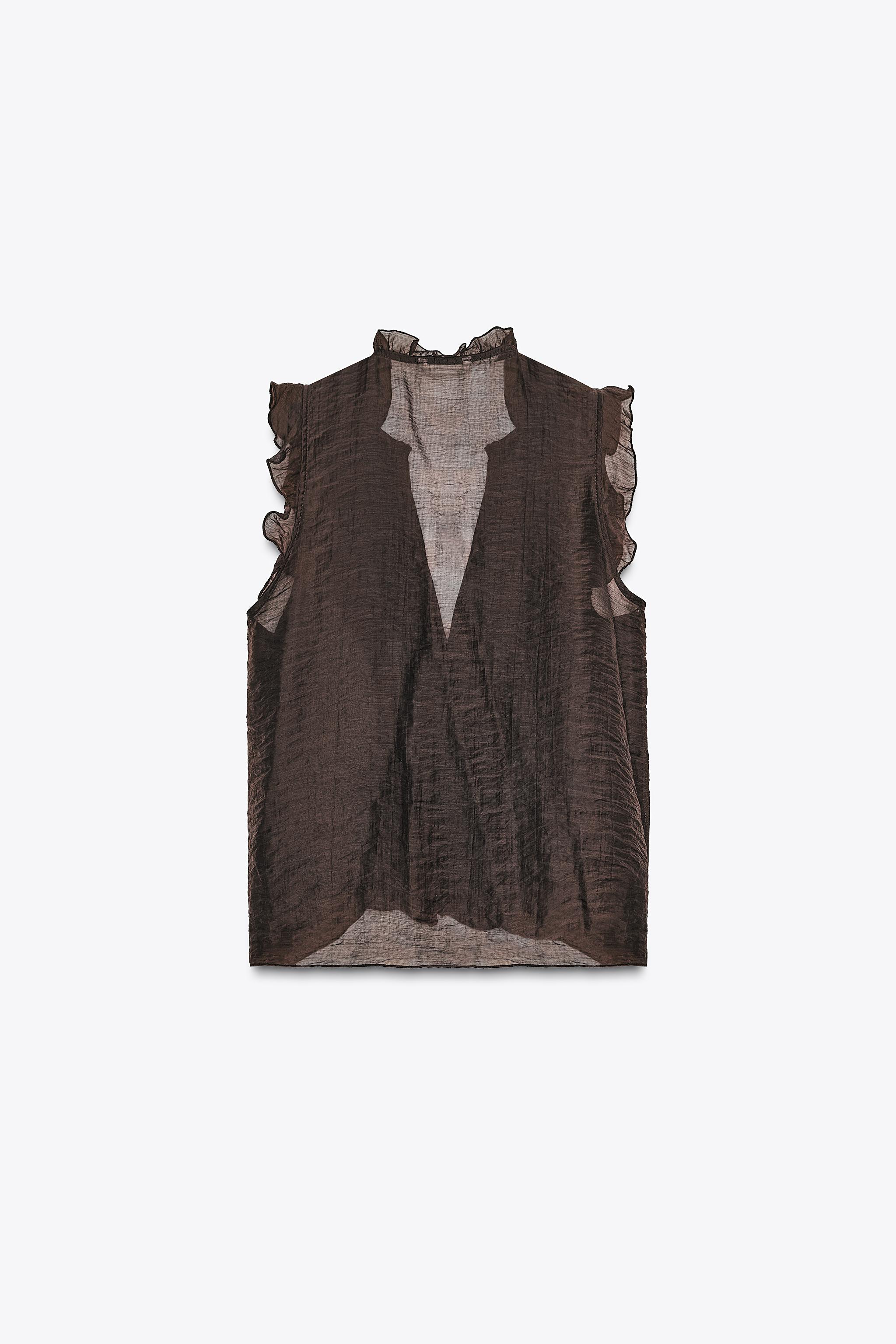 SEMI-SHEER RUFFLED TOP