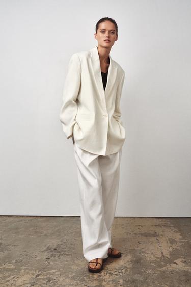 PANTALON 100 % LIN ZW COLLECTION - Blanc de Zara - Image 1