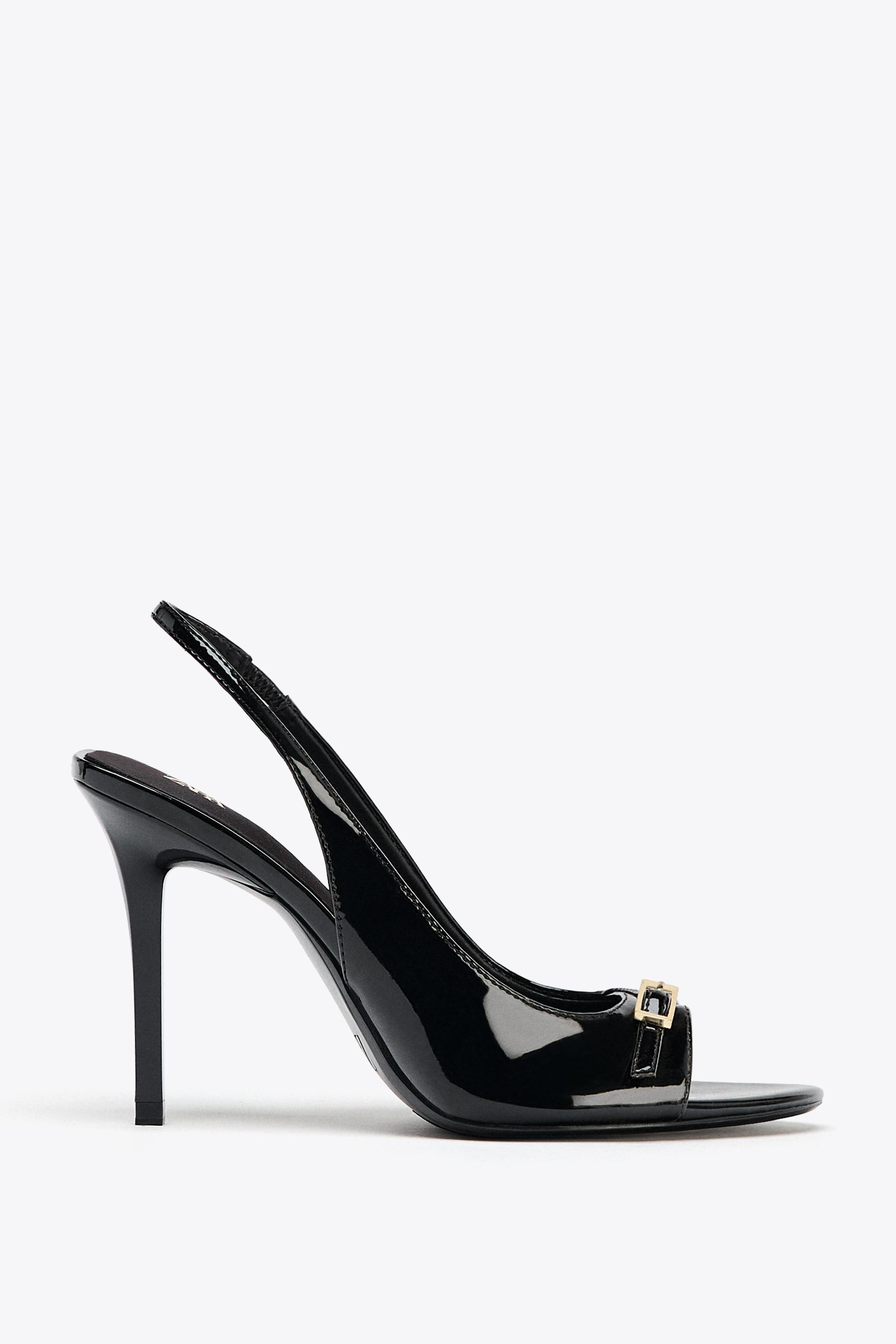 【ZARA】パテントレザー風スリングバックヒール 3209/510/600 パテントレザー風スリングバックヒール - レッド | ZARA Japan