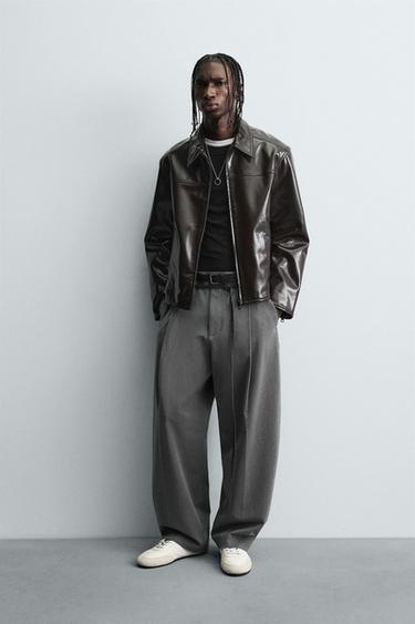 BALLOON TROUSERS WITH PLEATS AND BELT - Grey by Zara