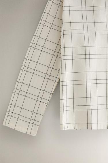 CHEMISE À CARREAUX - Écru de Zara - Image 1