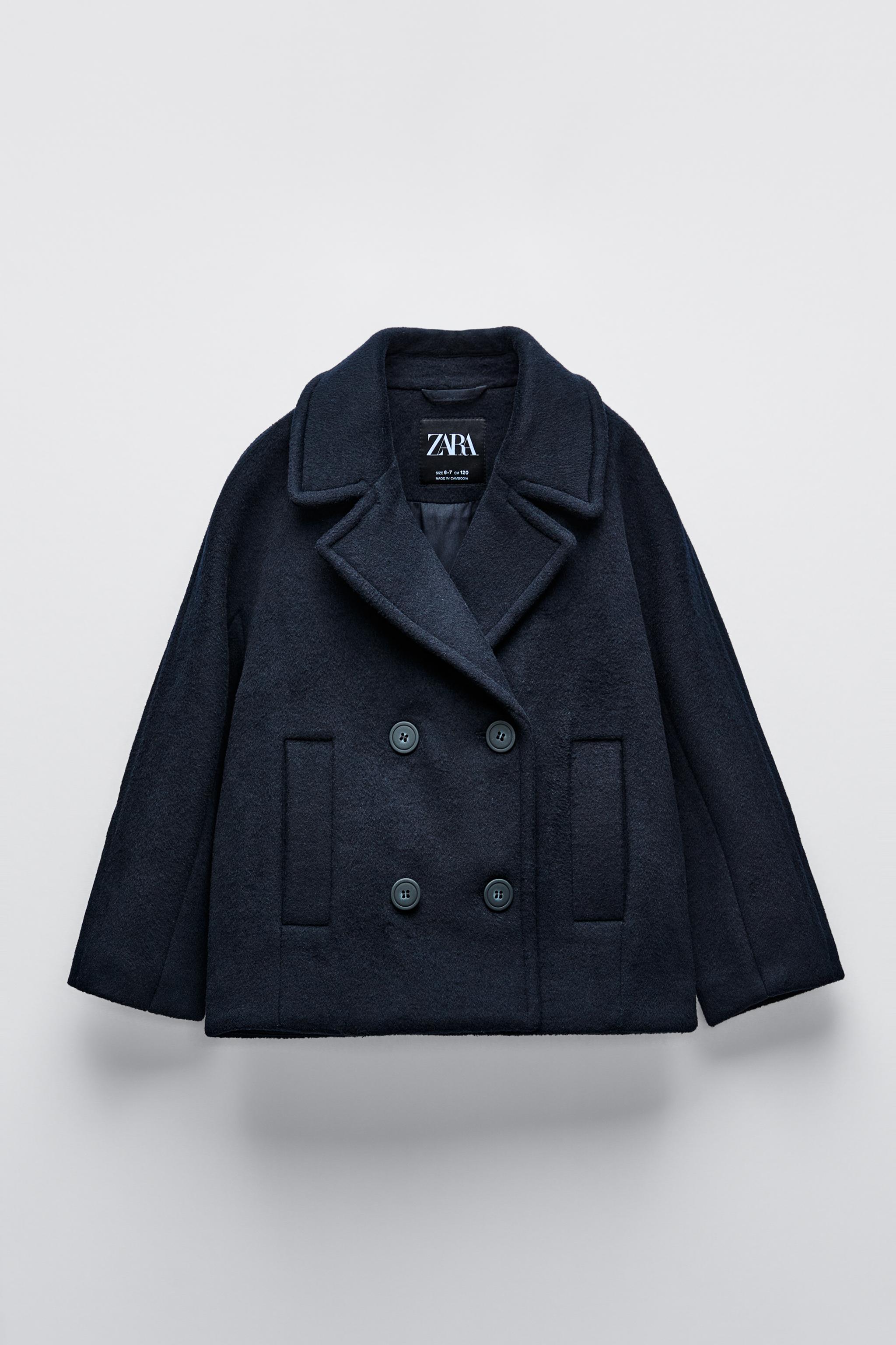 MANTEAU COURT A BOUTONS Bleu marine ZARA France