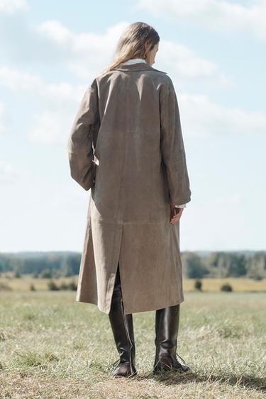 100% SUEDE LEATHER COAT LIMITED EDITION - Chocolate by Zara