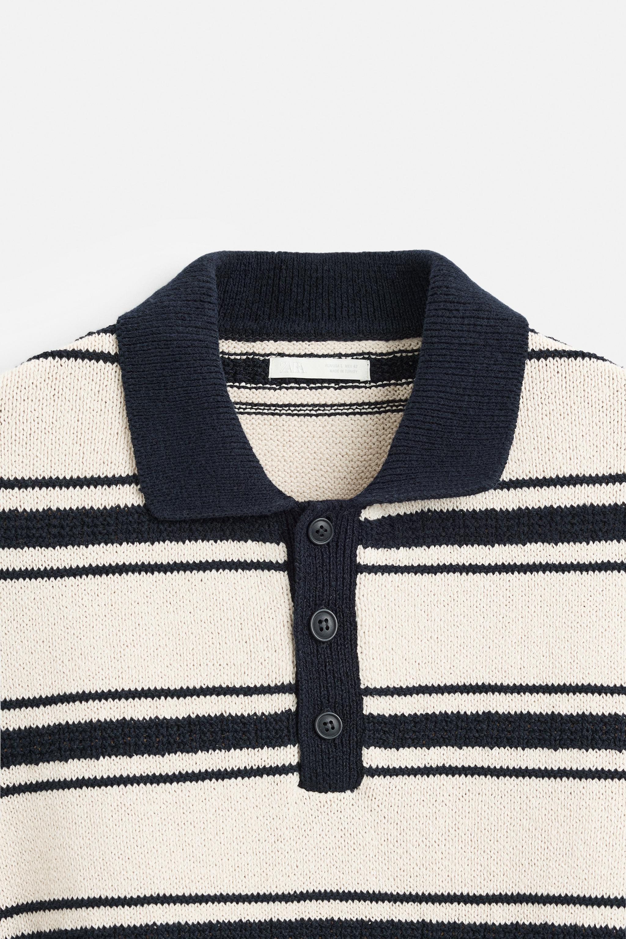 安心★関税込み★ZARA★STRIPED JACQUARD KNIT POLO SHIRT JACQUARD STRIPED KNIT POLO SHIRT - Brown | ZARA United States