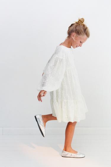 Zara JEWEL BUTTON LACE DRESS - Ecru
