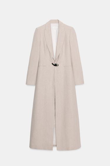 بليزر طويل بمشبك - بيج الخاص بـ Zara