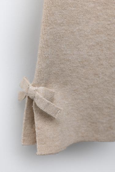 KNIT CULOTTES WITH BOWS - Beige by Zara - Image 3