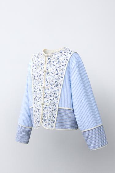 VESTE REMBOURRÉE PATCHWORK - Bleu / Blanc de Zara - Image 1