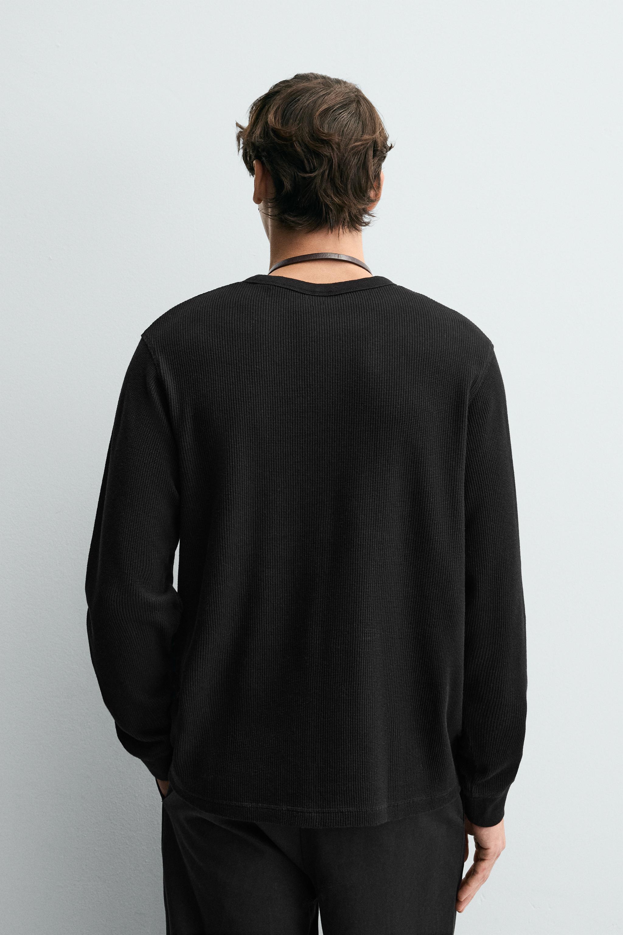 CAMISETA ESTRUTURA WAFFLE BÁSICA - Riscas | ZARA Brasil