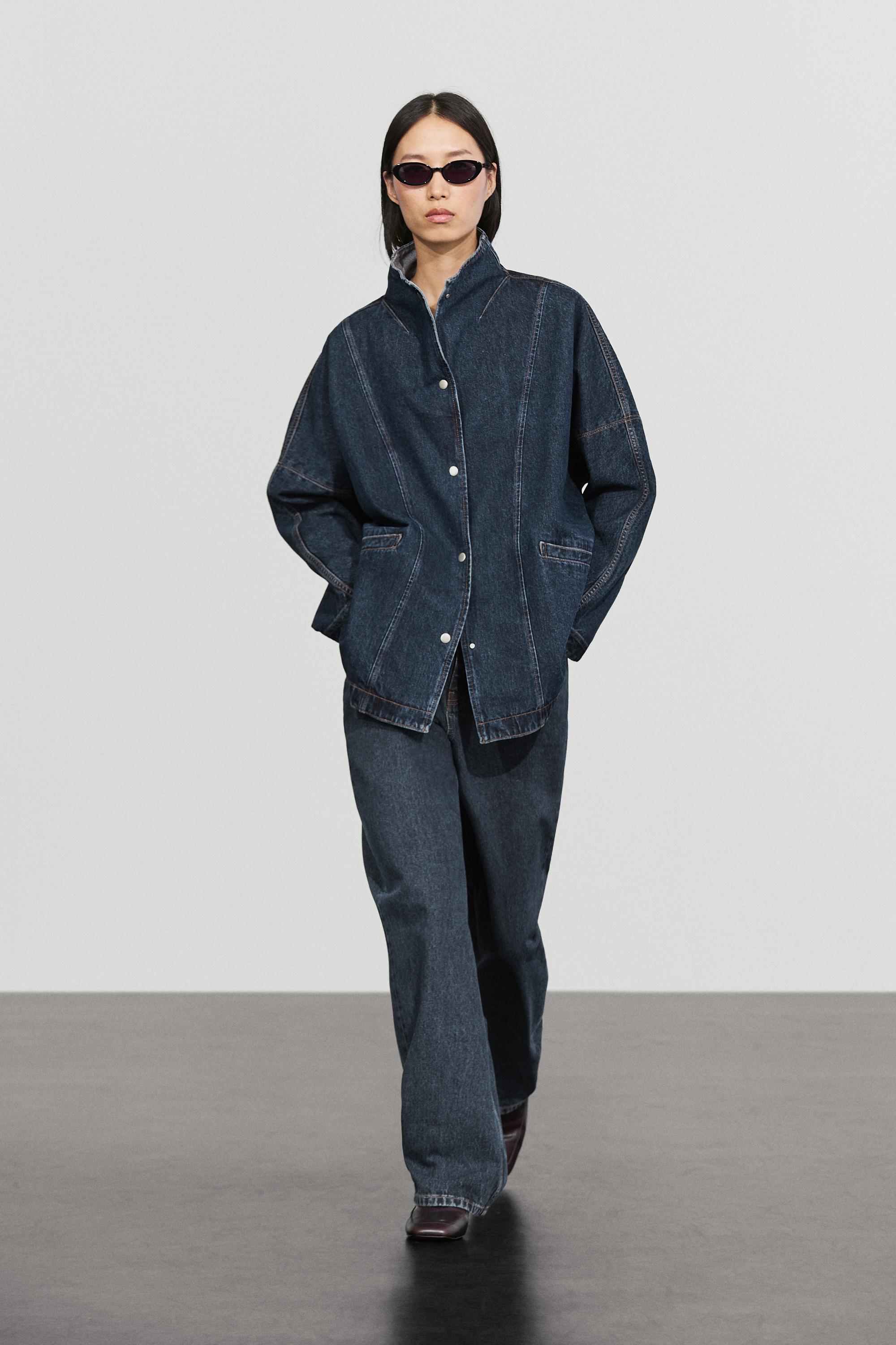 Veste en denim col montant 100 % coton
