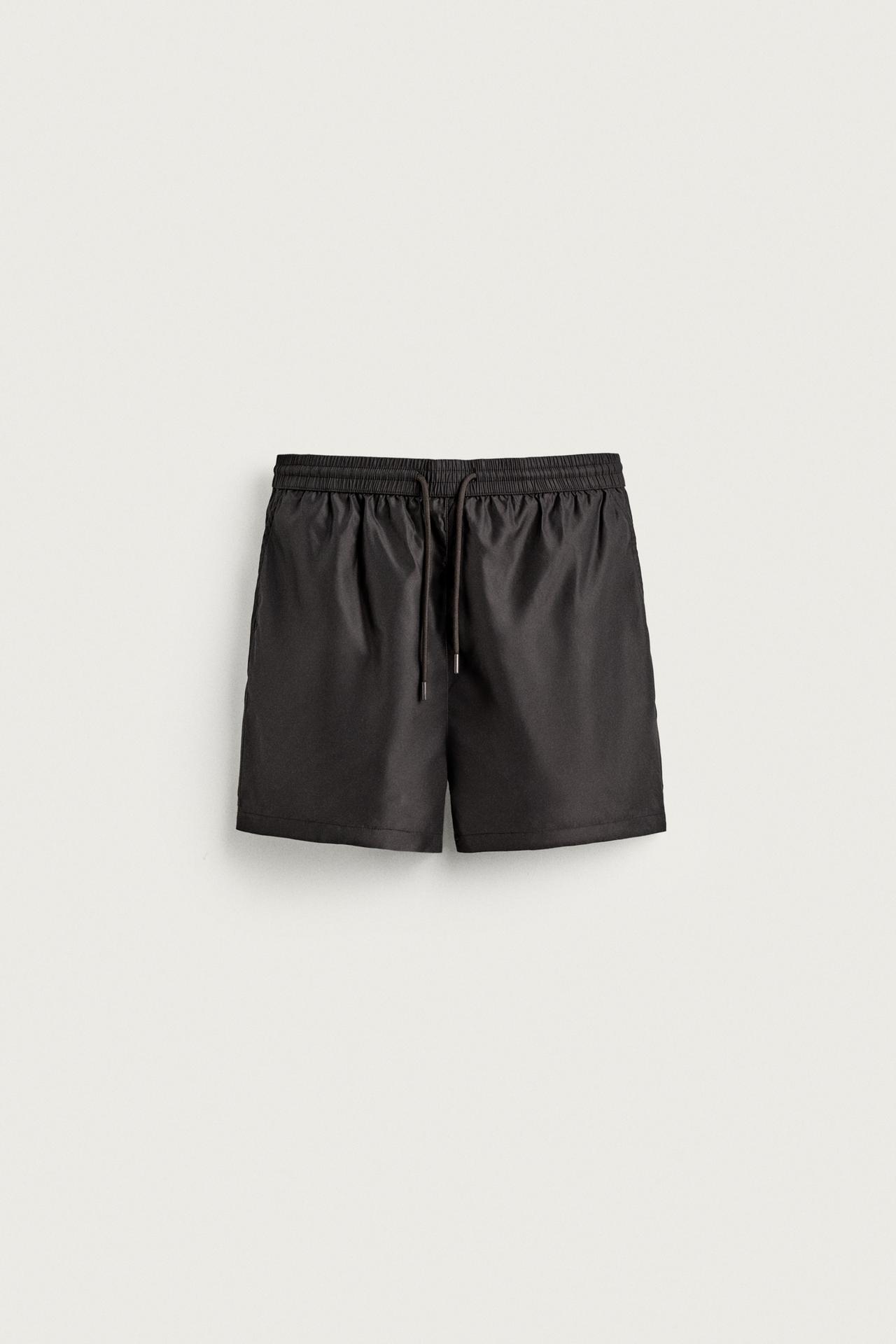 AARON LEVINE X ZARA MID-LENGTH SWIM SHORTS — Brown