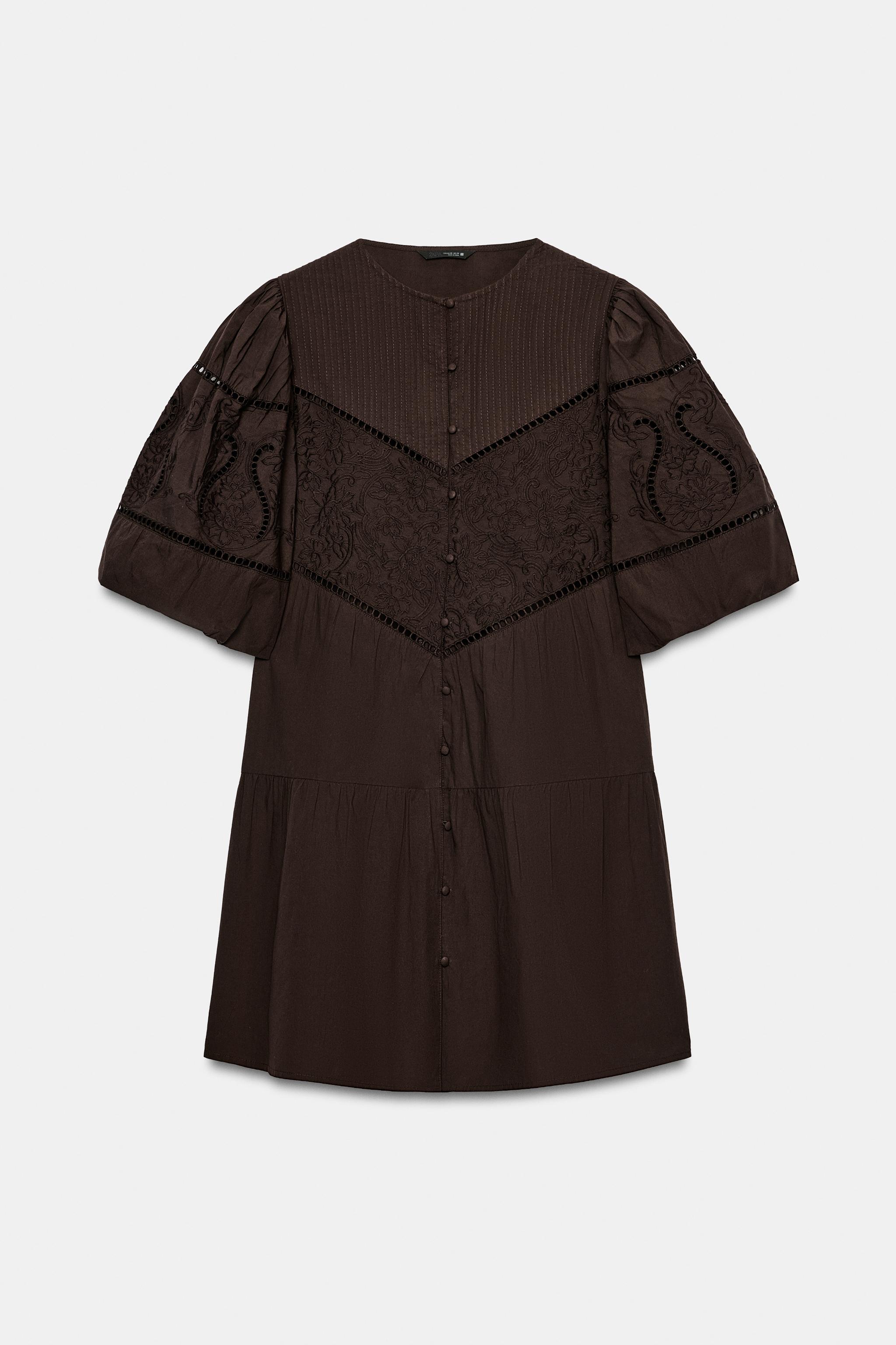 ROBE COURTE EN POPELINE BRODÉE