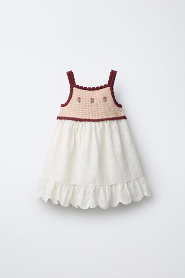 КОМБИНИРОВАННОЕ ТРИКОТАЖНОЕ ПЛАТЬЕ — ЭКРЮ от Zara