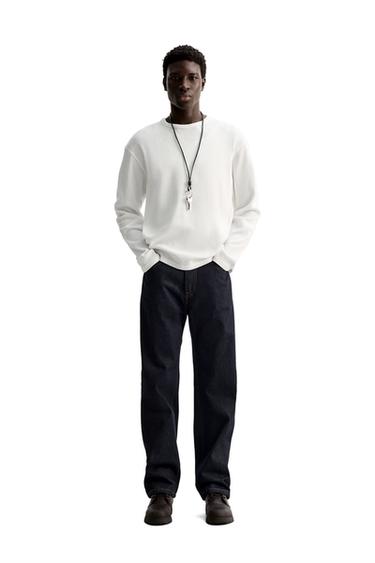 T-SHIRT MET RUITJESSTRUCTUUR - Ecru van Zara