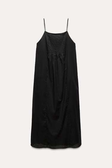 VESTIDO MIDI TIRANTES ALGODÓN - Negro de Zara