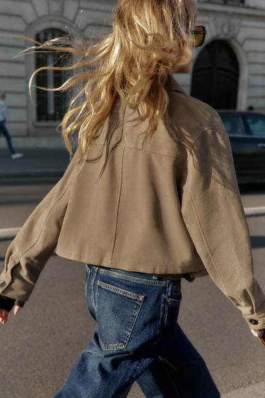 VESTE 100 % CUIR COL CHEMISE - Beige de Zara - Image 5