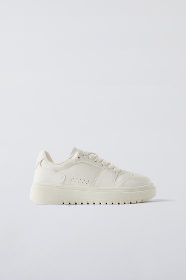 MINIMALIST LACE-UP SNEAKERS - White by Zara