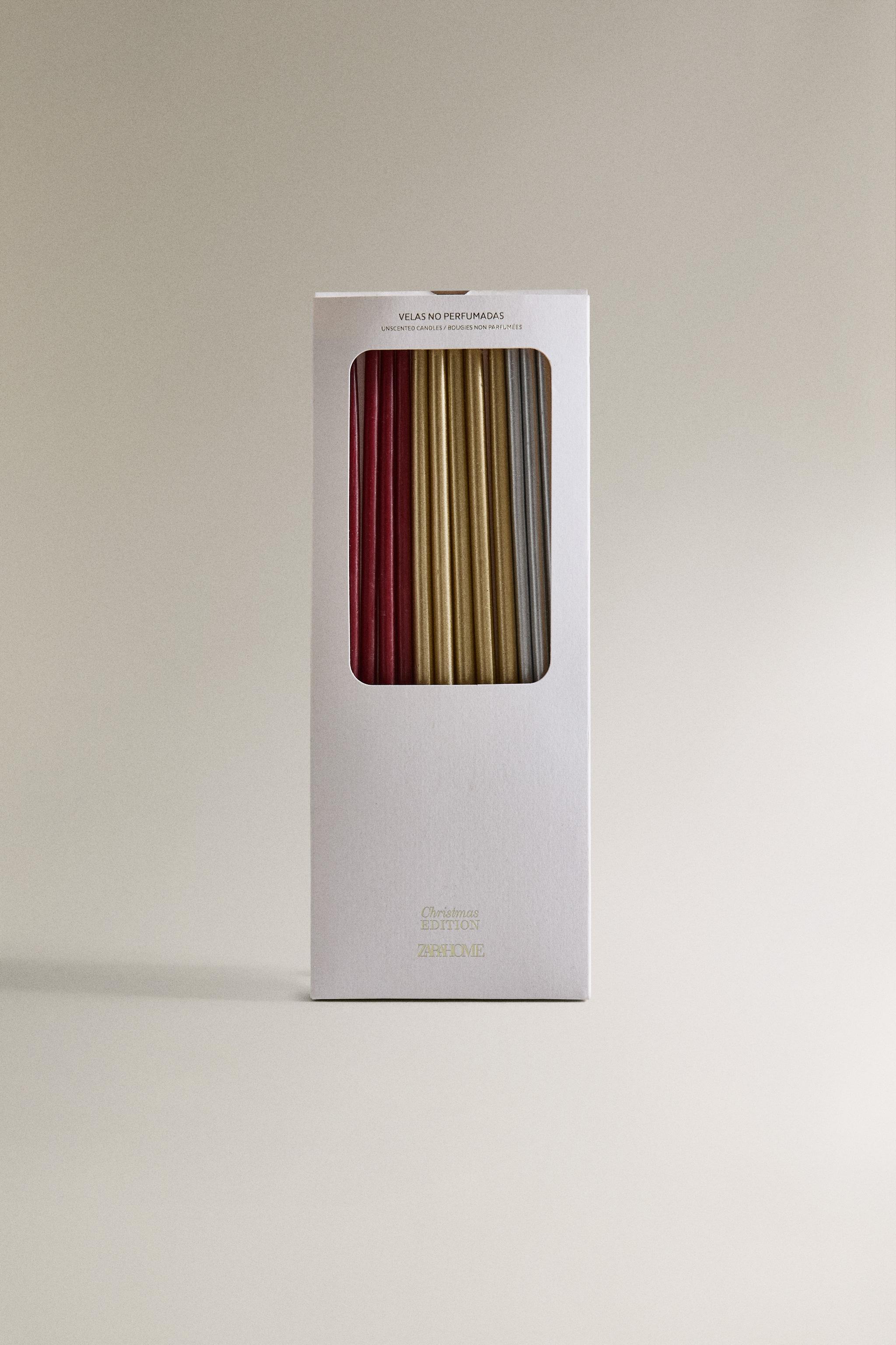 SET OF LONG MULTICOLORED CHRISTMAS CANDLES (SET OF 15)