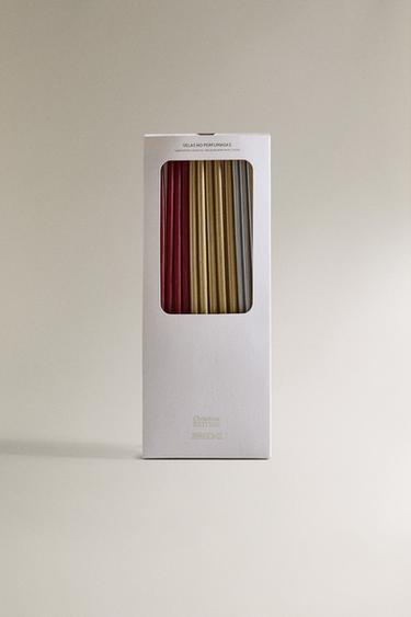 SET OF MULTICOLOURED CHRISTMAS LONG CANDLES (SET OF 15) - Gold / Silver by Zara - Image 4