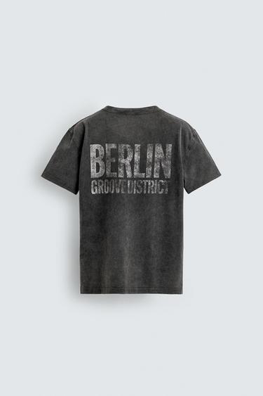 WASHED T-SHIRT WITH CONTRAST PRINTS - Grey by Zara